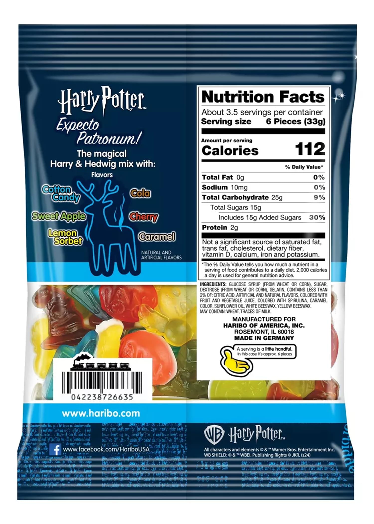 Haribo Harry Potter, Limitowana edycja cukierków, smak owoców, idealny na prezent - 160 g