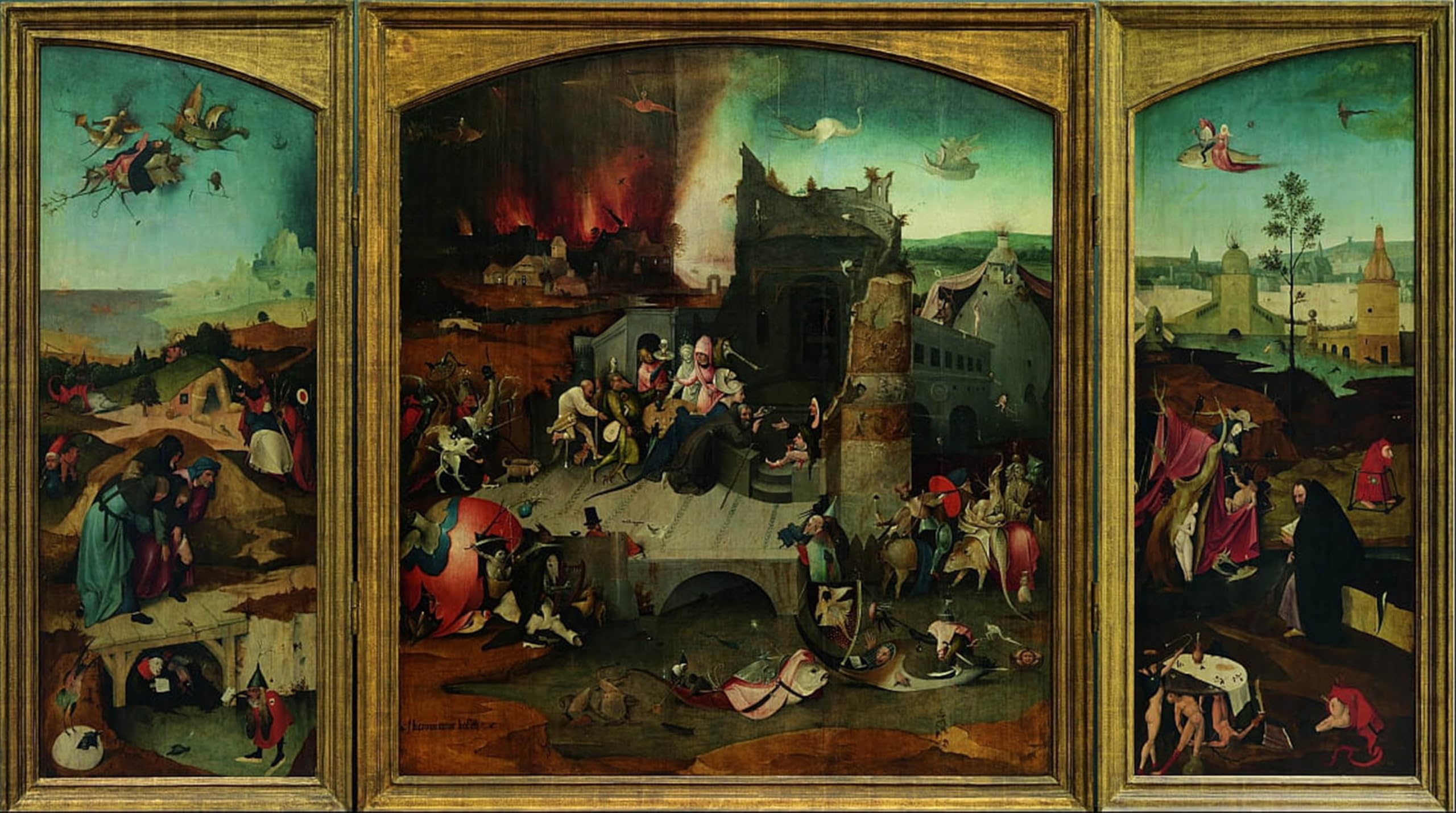 POSTERIIk Vintage Classic Picture Landscape Artwork Adoration of the Magi by Hieronymus Boske Portrait Canvas Painting for Office Home Decor 60x90cm