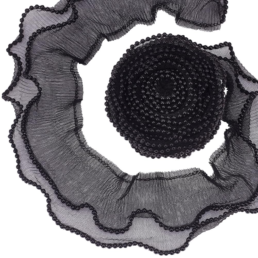 Cinta elástica de tul negro con volantes de 2 capas para añadir volumen y elegancia a vestidos
