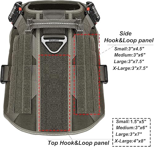 Miniatura 6 de ICEFANG - Arnés táctico para perro, talla L, 2 hebillas de metal, chaleco para transportar carga, ligero y modular (MOLLE) con mango, clip de correa