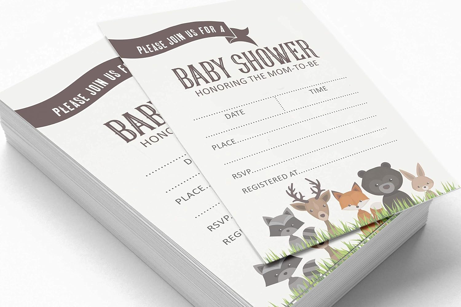 Set of 30 Jungle Animals Baby Shower Invitations-Diaper Raffle Tickets and Baby Shower Book Request Cards Gender Neutral Invites Its A Boy Its A Girl