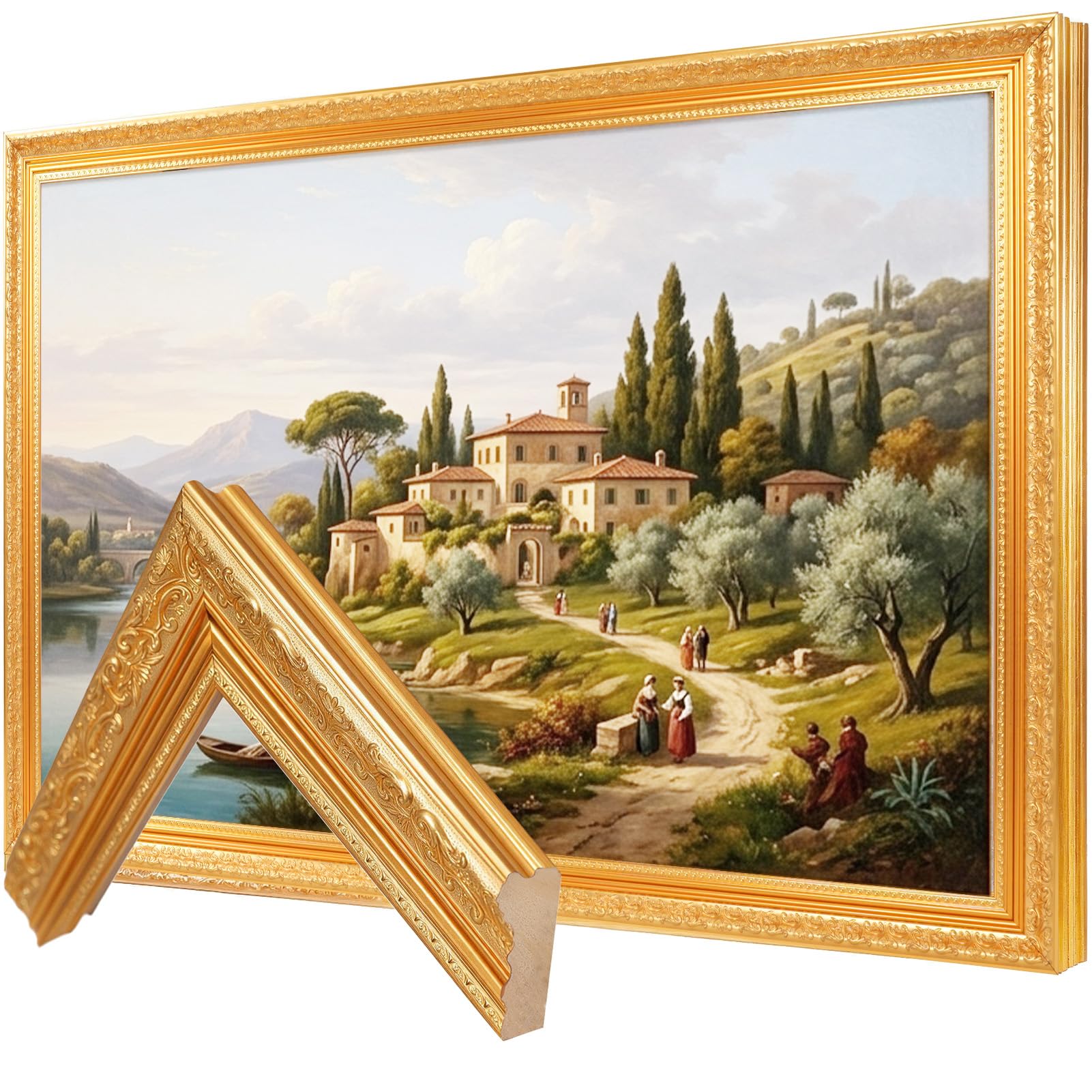 Cornice TV dorata, compatibile solo con TV Samsung The Frame TV Pro da 55", lunetta Golden Art, adatta a LS03A/LS03B/LS03C/LS03D/LS03FA/LS03FW (2021-2025 e 2025 Pro) (55")