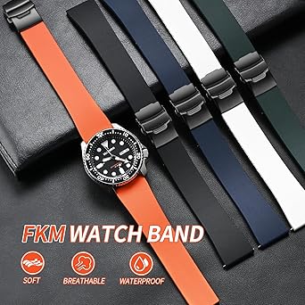 Niziruoup Bracelet De Montre FKM Caoutchouc Fluoré Libération Rapide Ventilé Durable Fluorocarbone Bande De Remplacement 18mm 20mm 22mm 24mm Pour Montres De Plongée Homme & Femme