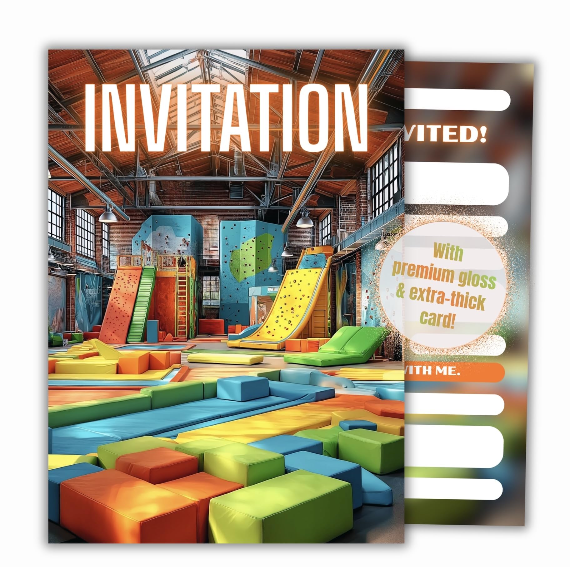 HIDEBLOOM - Jump House Invitation Cards for Kids - 12 Cards