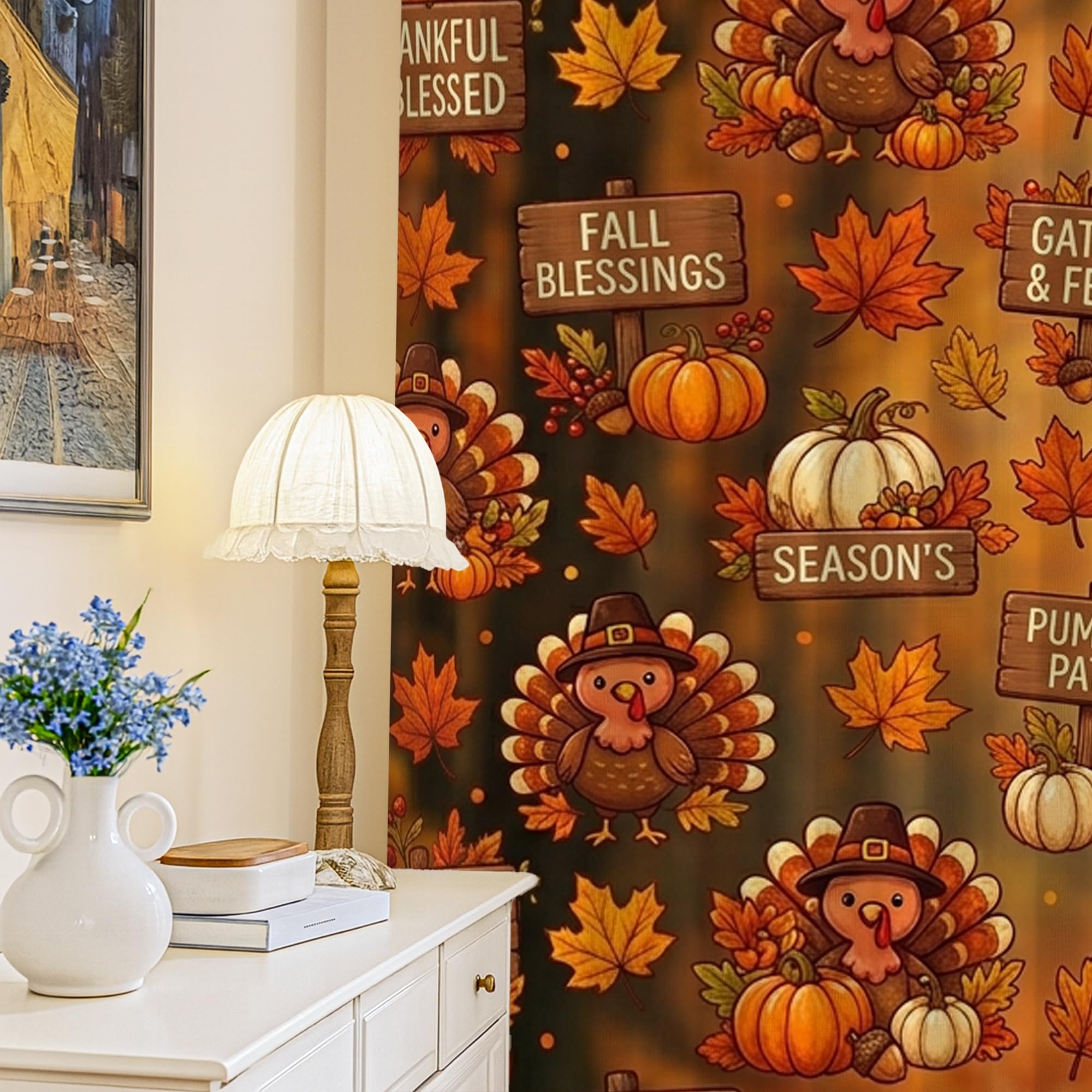 Rideaux occultants pour salon et chambre style rustique orange
