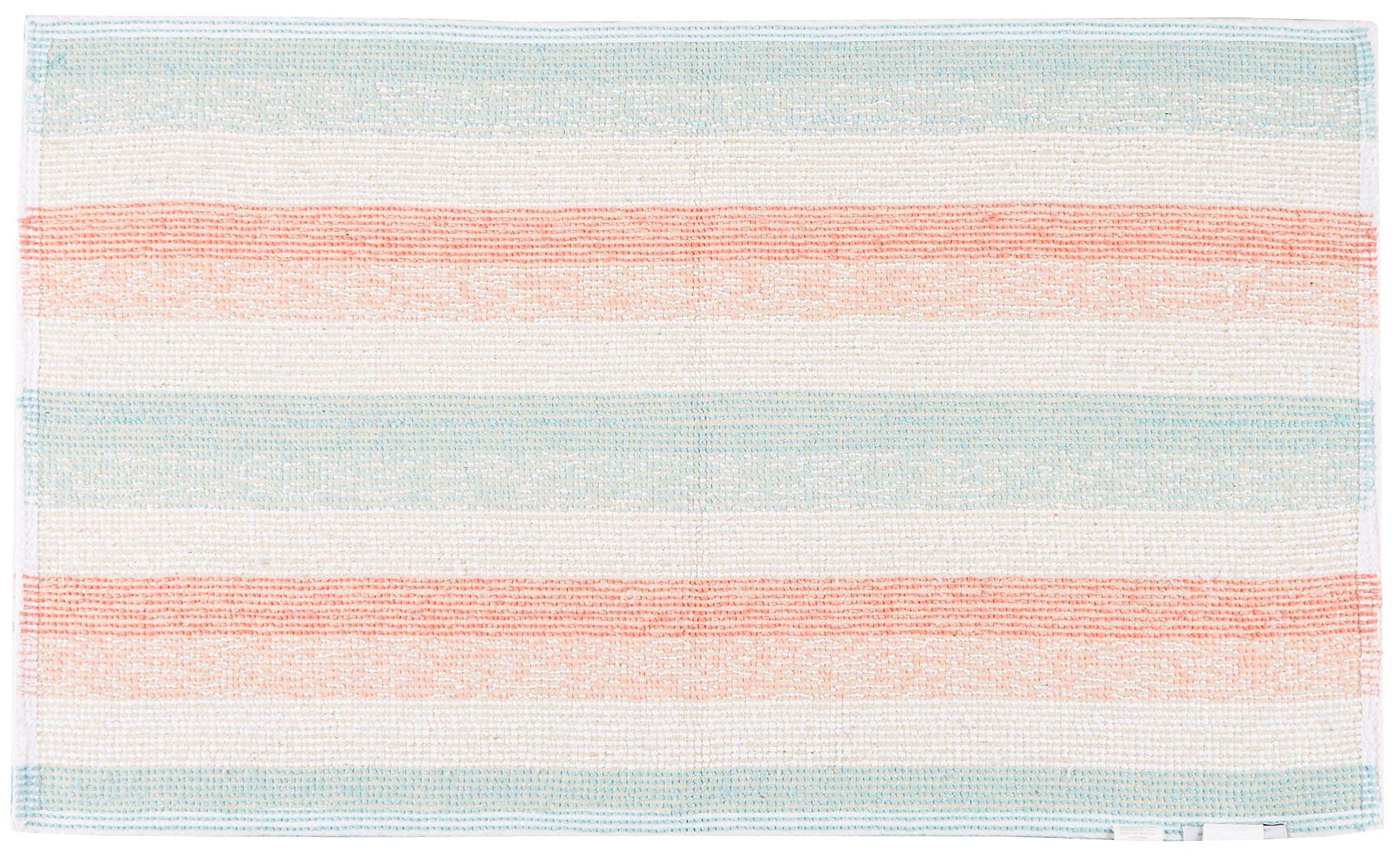 Caro Home 21x34 Striped Bathmat 21'' X 34'' Aqua/Coral