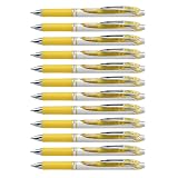 Pentel EnerGel RTX Retractable Liquid Gel Ink Pen, (0.7mm) Medium line, Yellow Ink, Box of 12 Pens (BL77-G) – view 1