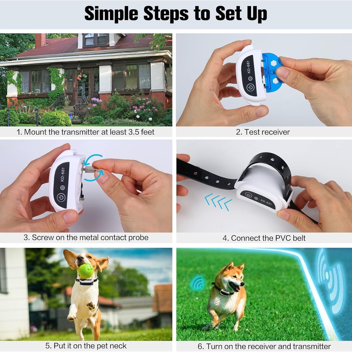 Wireless Dog Fence, Electric Pet Containment System with Training Collar Receiver for Stubborn Dogs and Pets,Adjustable Control Range 1640ft-Harmless,Waterproof, Rechargeable Container Boundary System : Nobeka : Pet Supplies