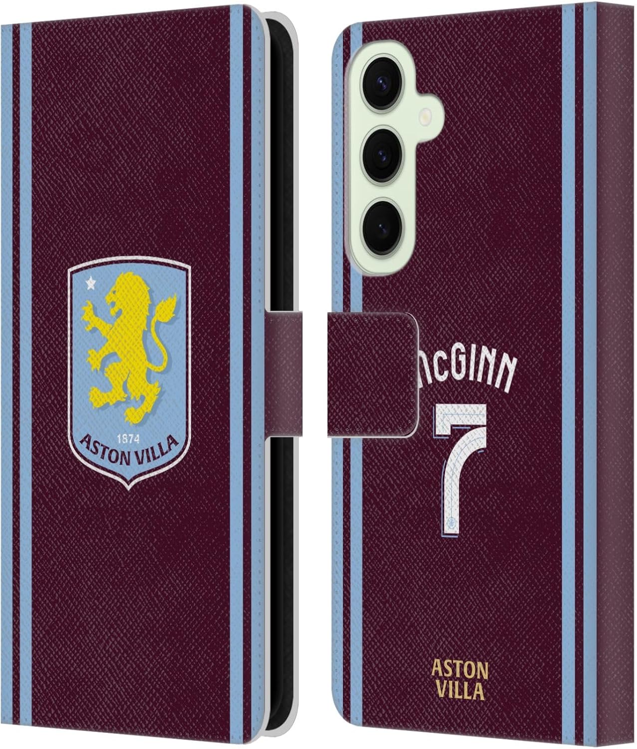 Head Case Designs Officially Licensed Aston Villa Football Club John McGinn 2024/25 Crest Player Kit Leather Book Wallet Case Cover Compatible with Samsung Galaxy S25+