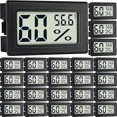 Beieverluck Paquete de 24 mini termómetros higrómetros digitales para interiores, temperatura y humedad, medidor de temperatura, sensor de humedad