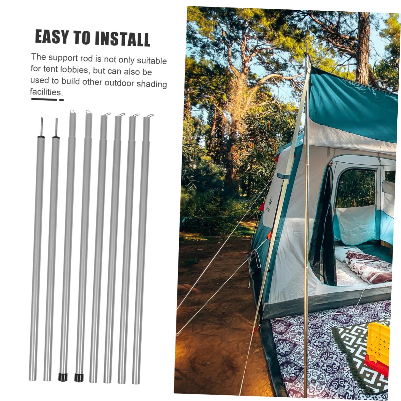 Abaodam Kit de Remplacement de Poteaux de Réglables pour Camping Activités de Plein Air Poteaux de Support pour Abri Fabriqués Stable