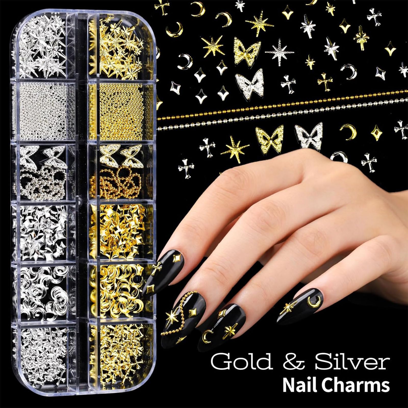 Kit d'Outils de Nail Art et Charms, Set de Nail Art avec 5 Boîtes de Charms 3D et Strass, 15 Pinceaux de Nail Art, 5 Outils de Pointage, 2 Supports de Vernis