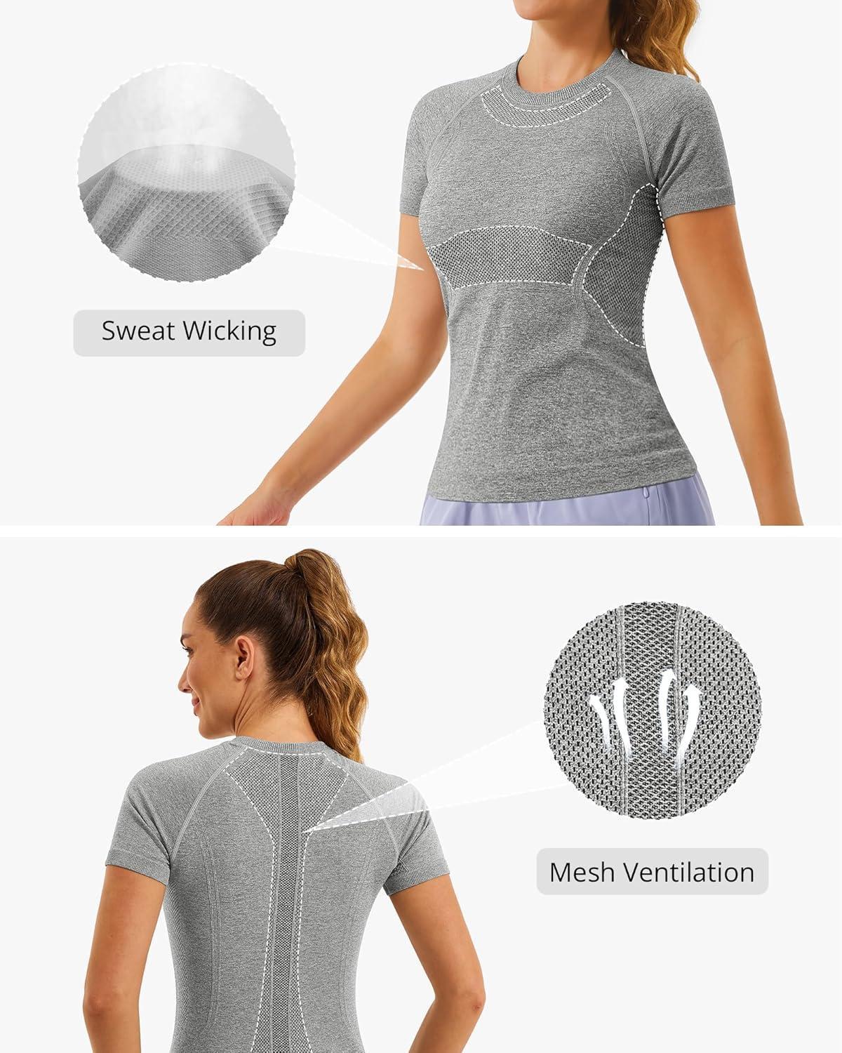 Stelle Women Workout Tops Short Sleeve Seamless Athletic Shirts Yoga Gym Sports Breathable Tees - Image 5