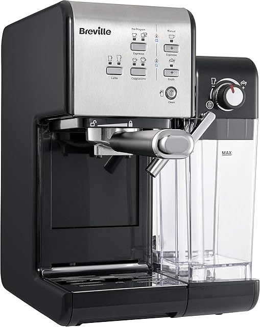 Breville Ekspres do kawy Kolbowy PrimaLatte II VCF108X, 19 Bar, Zintegrowany automatyczny spieniacz do mleka, wyjmowany pojemnik na mleko, Srebrny