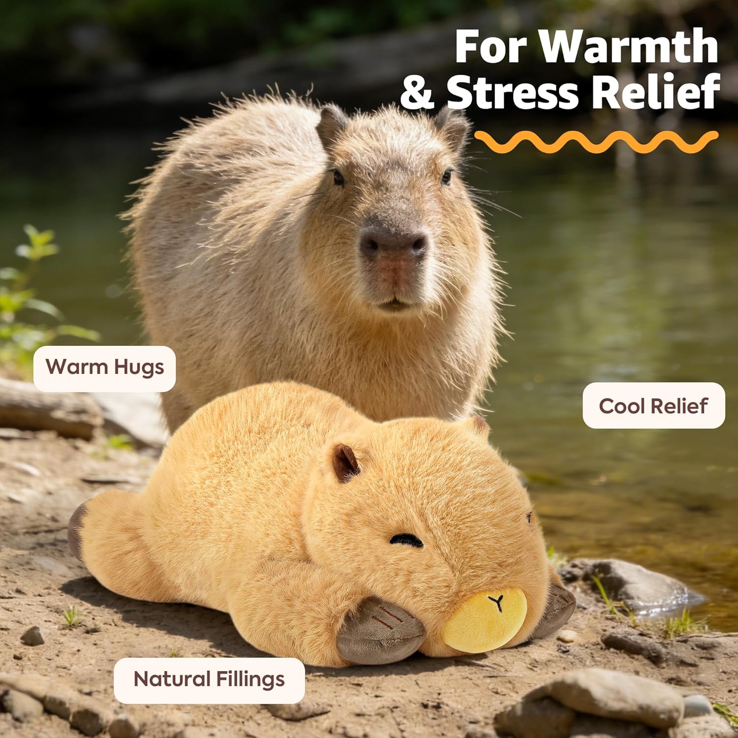Onsoyours Original Capybara Microwavable Stuffed Animal, Heatable Capybara Plush for Warmth & Comfort - Soft Plushies Toys for Kids & Adults
