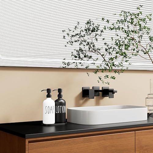 Miniatura 3 de MOMEEMO Dispensador de jabón de vidrio con bomba de acero inoxidable, contiene dispensador de loción, dispensador de jabón de manos y bandeja (negro