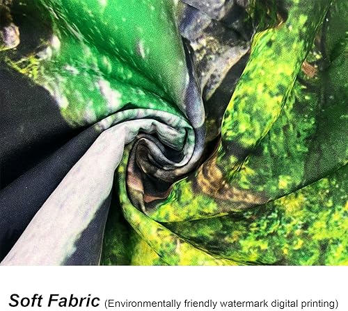 Miniatura 7 de FENDROM Tapiz verde de bosque brumoso para colgar en la pared, diseño de cueva de montaña, paisaje, cascada, río, tapices para dormitorio, sala de