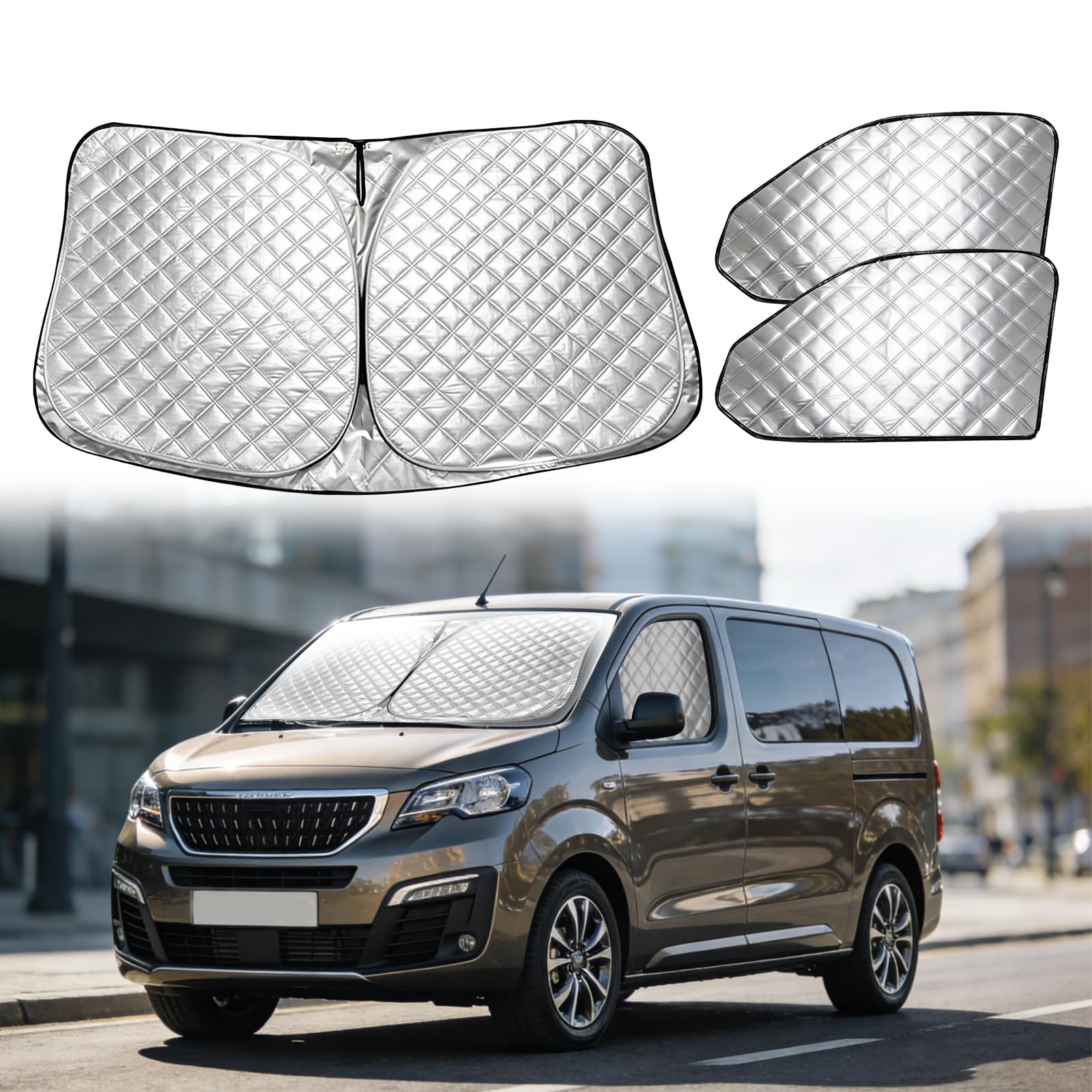 Parasole per parabrezza auto, per Opel Vivaro per Peugeot, Citroen 2019-2025, magnetiche, termiche, interne, set da 3 pezzi, copertura solare ispessita