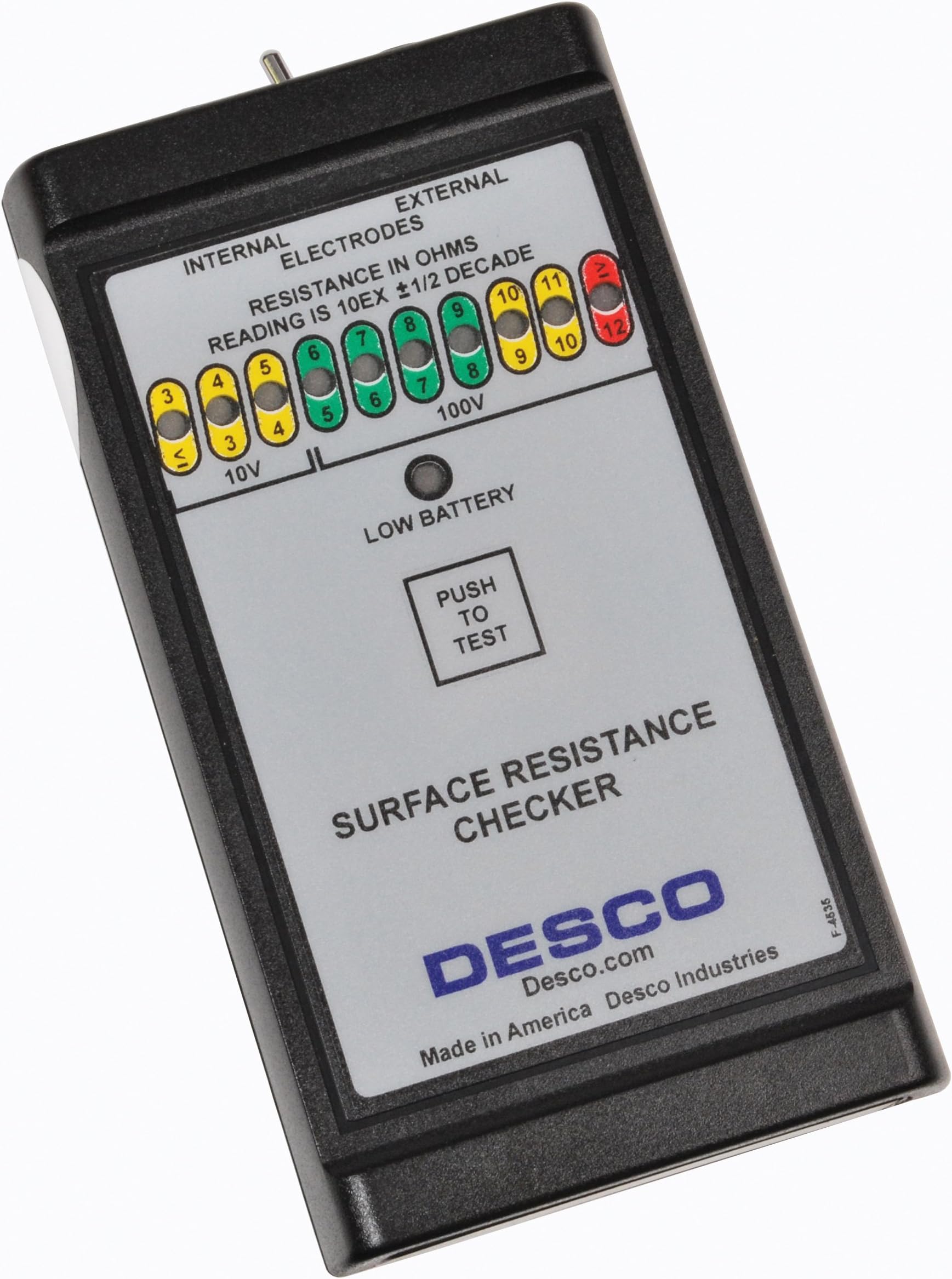 DESCO 19640 Surface Resistance Checker, 10V-100 V Power Range