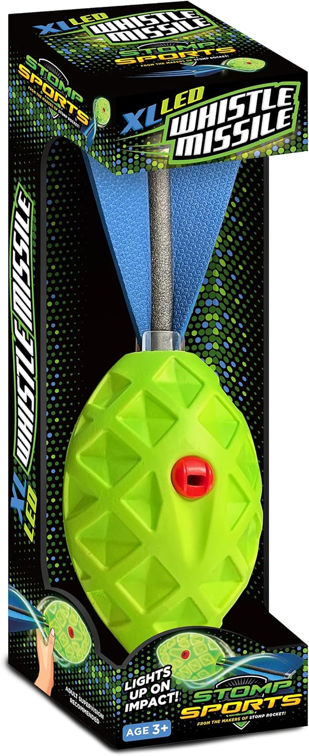 Stomp Rocket XL LED Whistle Missile - Whistling Foam Football with Tail - Fun Backyard Outdoor & Indoor Kids Toys Gifts for Boys & Girls - Sports Play Toys for Ages 3+