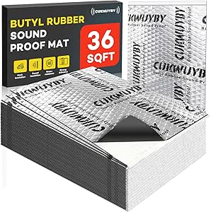 Car Sound Deadening Mat, 80mil (2mm), 36 sqft (3.4 sqm), Butyl Automotive Noise Insulation and Vibration Dampening Material