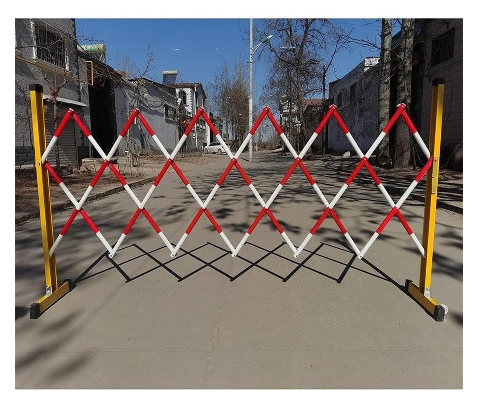 LWJSOCP Expandable Retractable Traffic FencePortable Metal Barricade 1.2x3.5m Outdoor Safety Barrier Mobile Expanding Gate for Event Control and Crowd Management