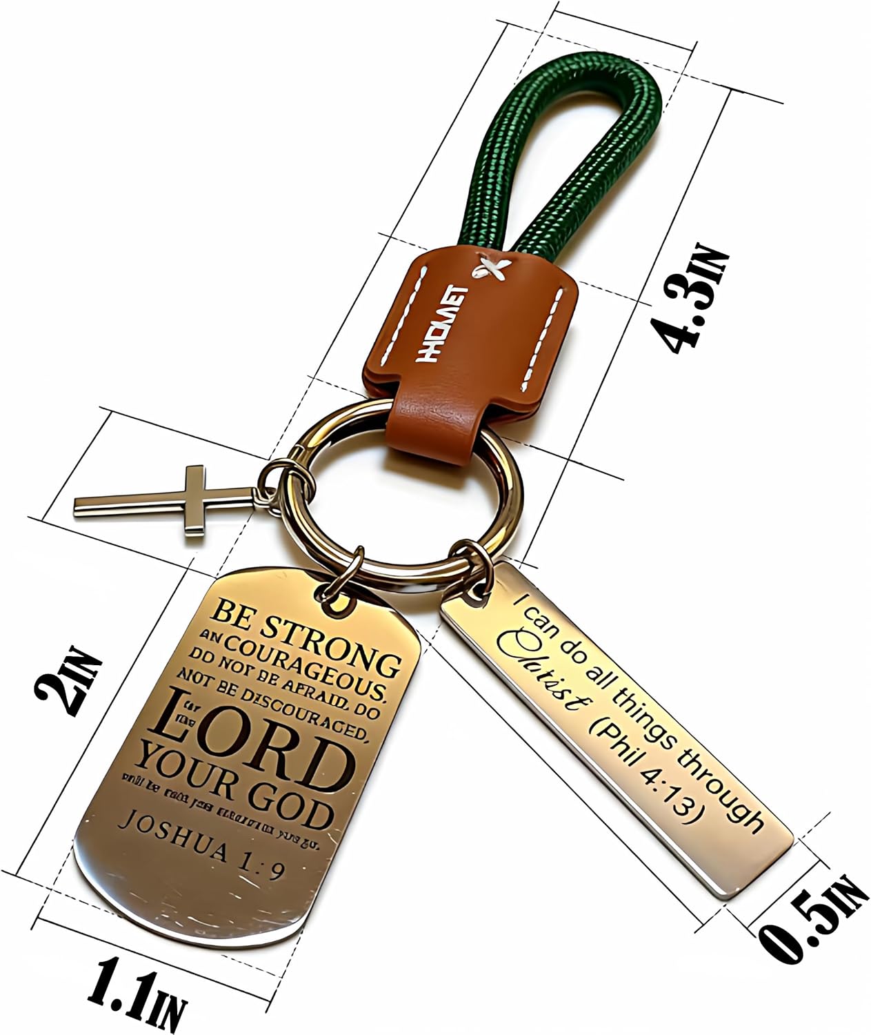 christian gifts for men keychains cross keychain for women lanyard joshua1 9 bible religious jesus key ring - Image 3