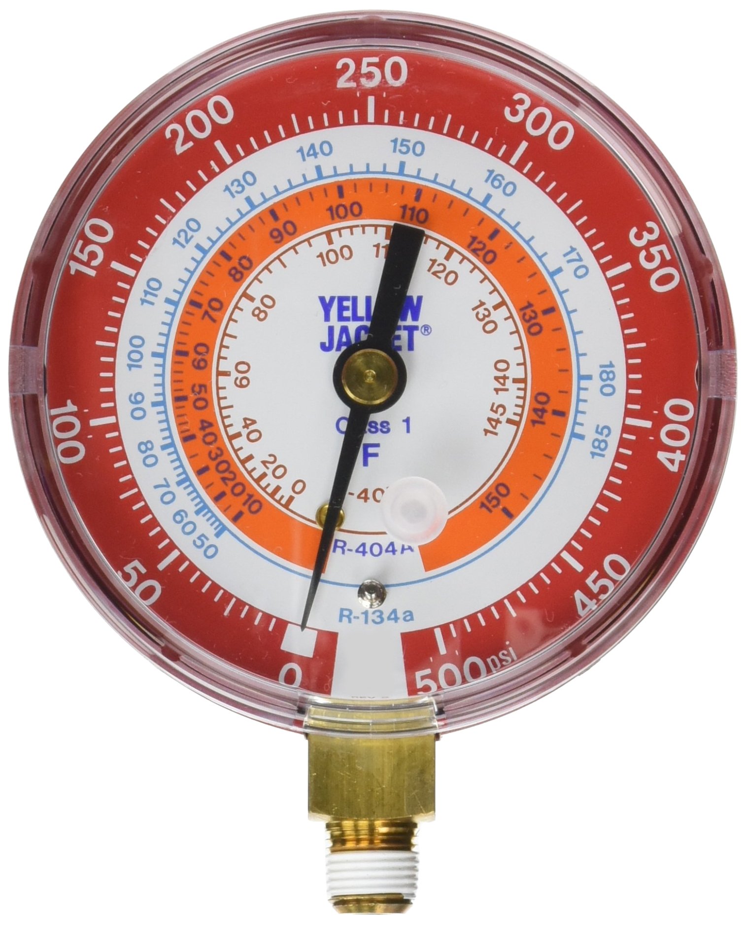 Yellow Jacket 49151 Gauge (Degrees F), 3-1/8" Red Pressure, 0-500 psi, R-134A/404A/407C