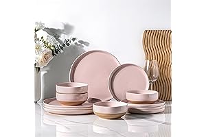 AmorArc Pink Dishes Dinnerware Sets for 4: Rustic Charm Meets Modern Elegance