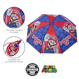 Nintendo Kids Umbrella And Slicker, Super Mario Boys Rain Wear Set, For Ages 4-7