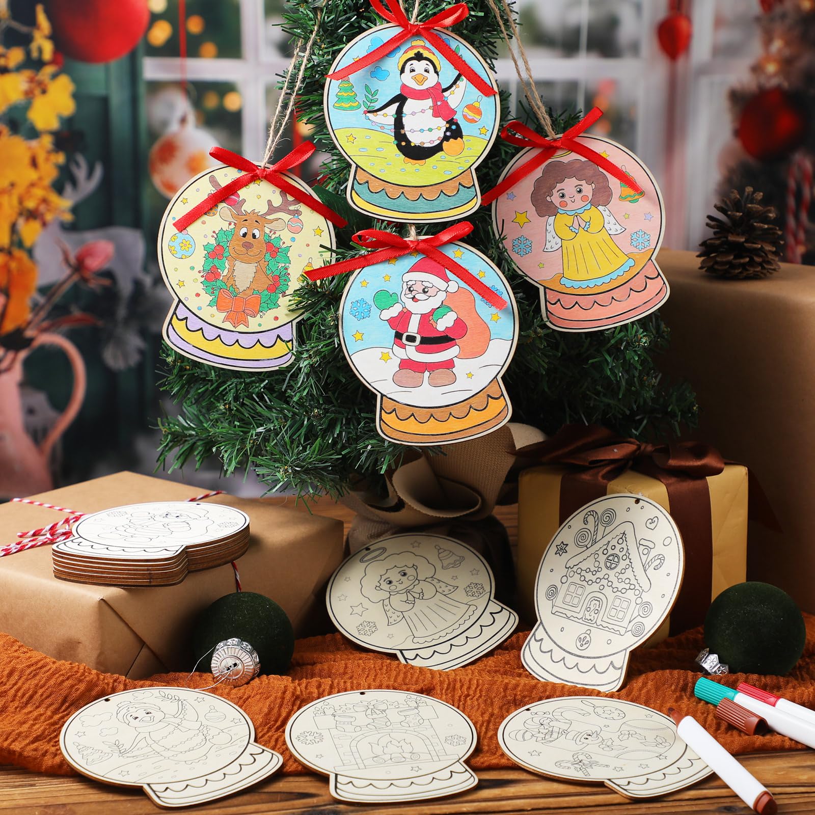 Boules à neige en bois brut pour remplacer les décorations de Noël fragiles