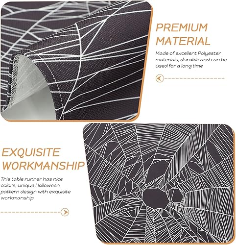 Miniatura 4 de Halloween Spider's Web Table Runner Festive Tablecloth for Parties Reusable Home Decoration for Living Room Dining Room Design