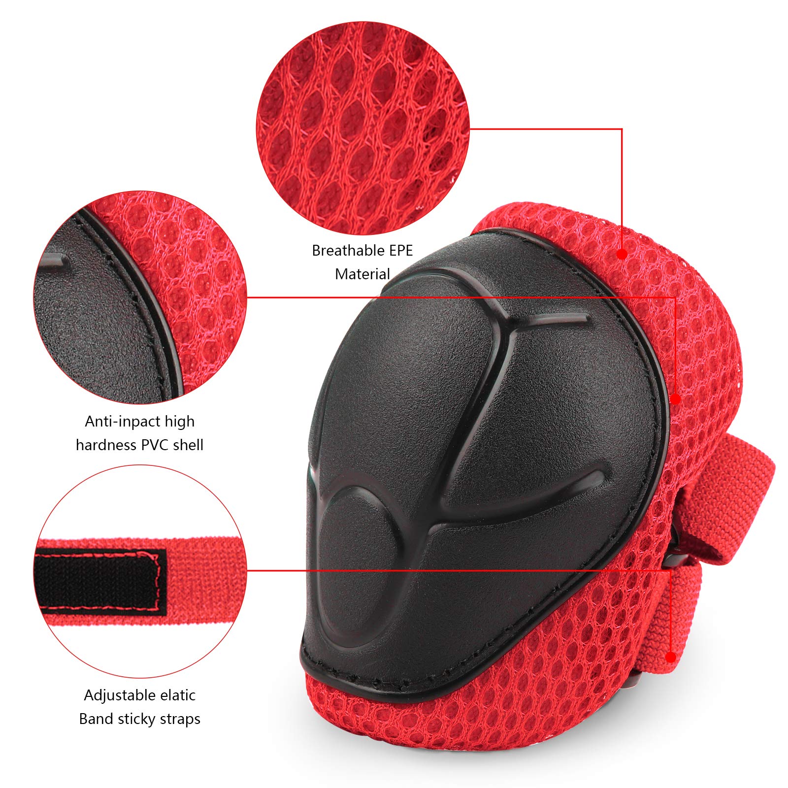 Jim's Store Set di Casco Protezione Bambini, Regolabile Ginocchiere Gomitiere e Protezioni Polso Kit per Skateboard Hoverboard Bici per Ragazzi e Ragazz