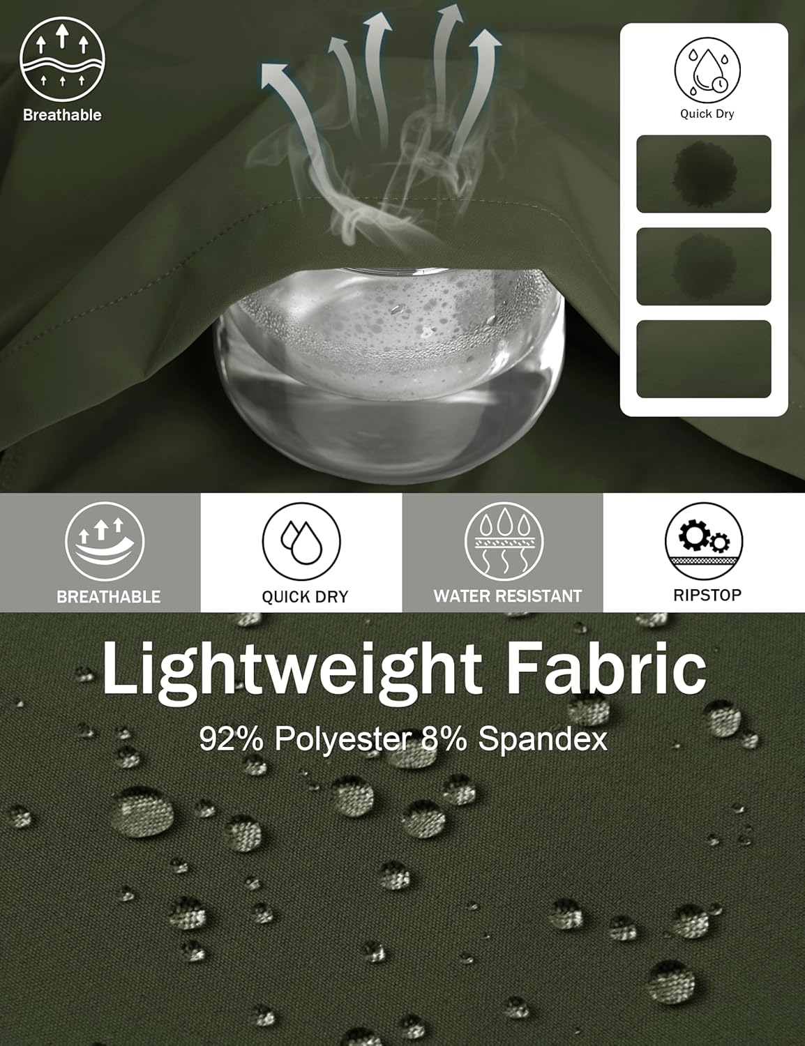 MAGCOMSEN Men's Hiking Shorts 9" Quick Dry Lightweight Running Shorts with Zipper Pockets for Workout Athletic Sport - Image 6