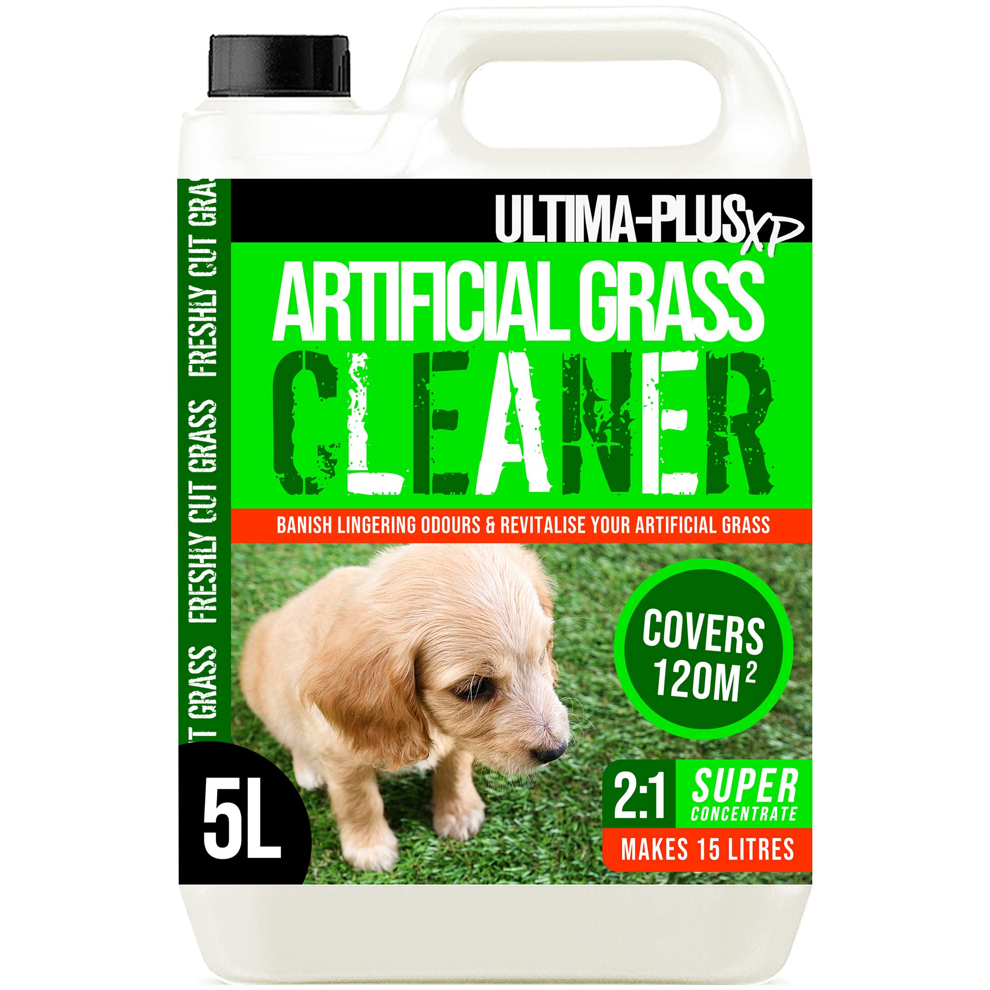 Ultima-Plus XP Artificial Grass Cleaner - Perfect for Pet Owners to Deodorise and Clean AstroTurf - Freshly Cut Grass Fragrance (5 Litres)