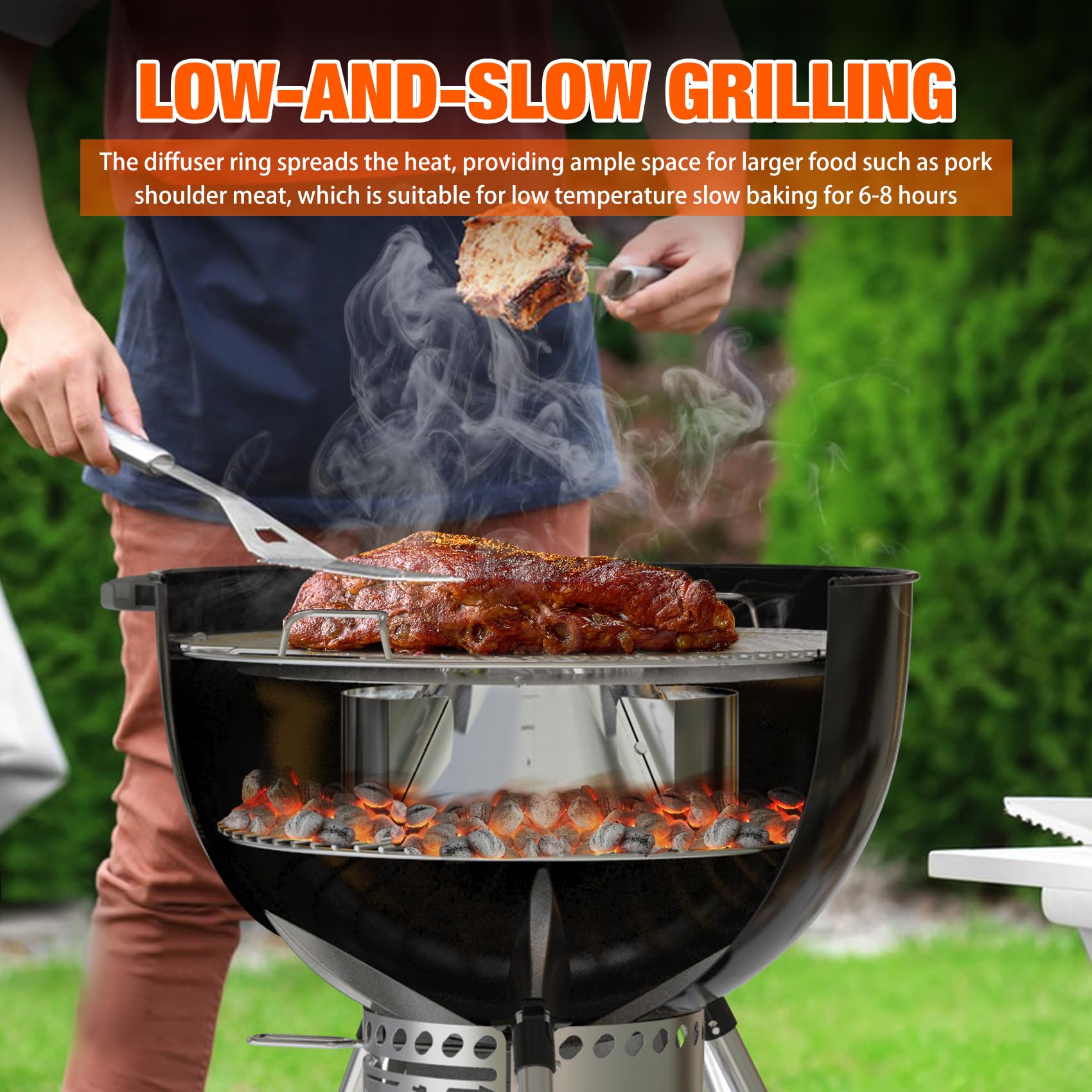onlyfire Dispositivo di Gestione del Calore del Carbone con Serbatoio d'Acqua Staccabile per Weber Kettle Barbecue a Carbone da 57&67 cm, Charcoal Heat Controller, Ricambio per Weber 7666
