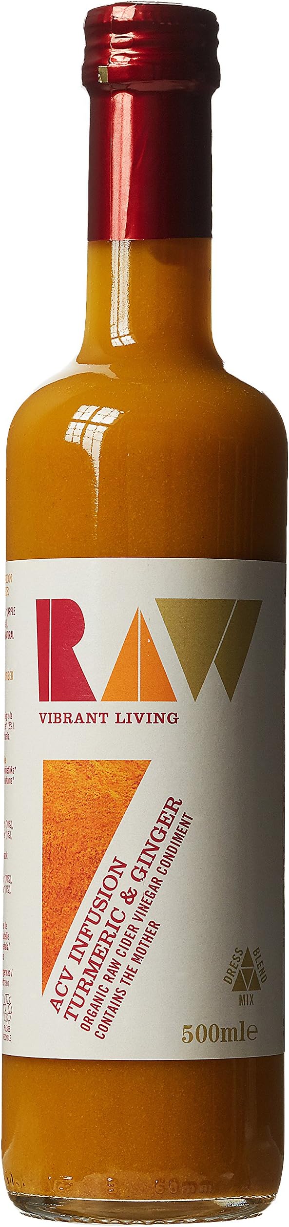 Organic Apple Cider Vinegar Blend with Turmeric and Ginger Unfiltered with the Mother 500 ml (Pack of 4)