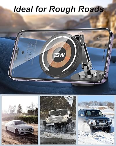 Miniatura 7 de Cargador magnético de montaje en coche para MagSafe, soporte de teléfono inalámbrico de 15 W para coche con adhesivo, soporte de teléfono manos