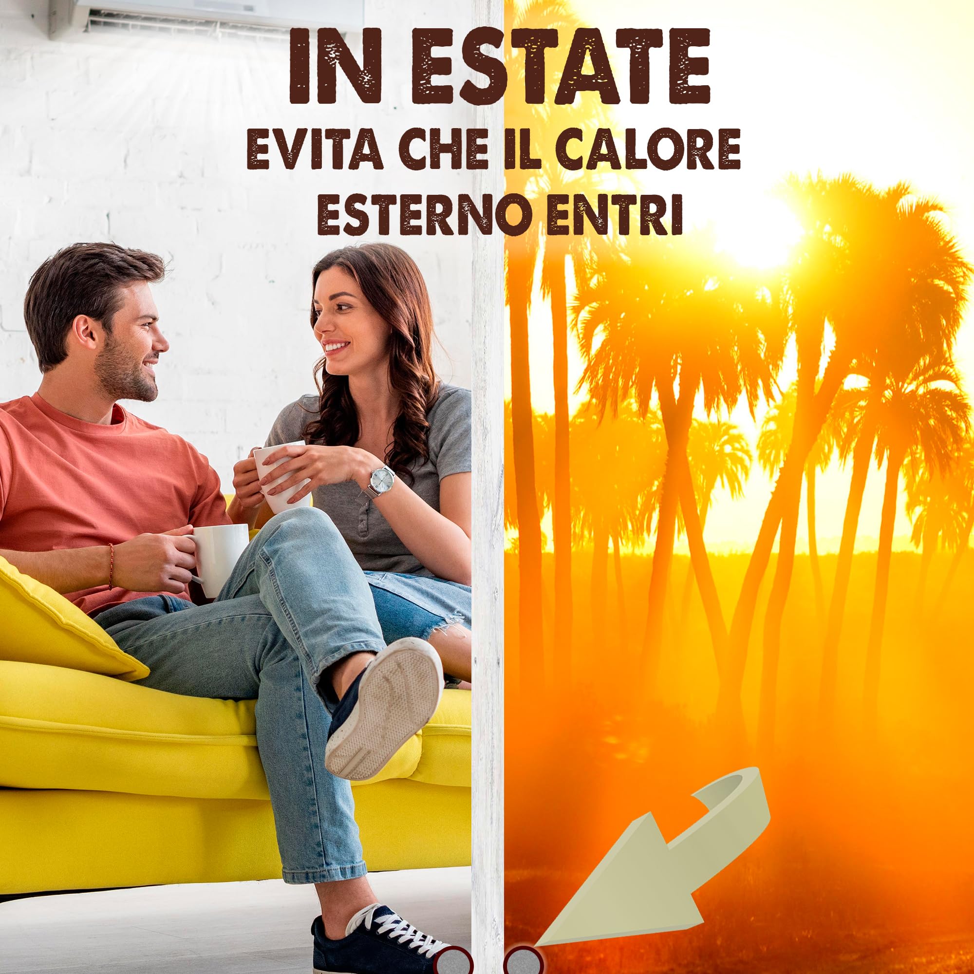 Paraspifferi Sottoporta per Porte Interne ed Esterne da 5,5 cm di Spessore e Lunghezza di 92 cm | Guarnizione Insonorizzante per Spifferi Porta Ingresso (1x Marrone)