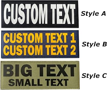 Custom Text Patch, Customizable Text Personalized Large Patch with Hook Loop Fastener