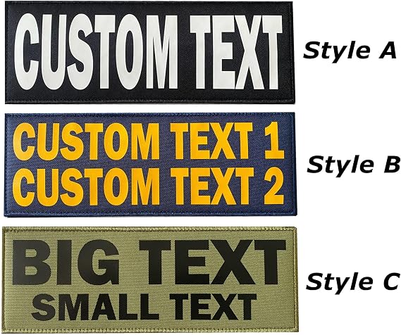 Custom Text Patch, Customizable Text Personalized Large Patch with Hook Loop Fastener