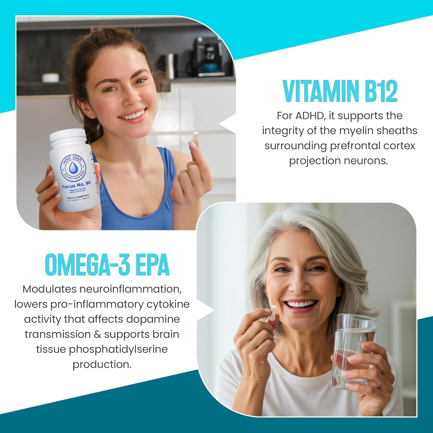 Focus No. 90, Cognitive Enhancement Supplement, Brain Health Support, 90 Capsules, Natural Mental Clarity and Focus Formula with Omega-3s, L-Theanine, L-Tyrosine and More