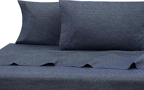 Belle Epoque Juego de sábanas de franela Chambray King Shadow, azul