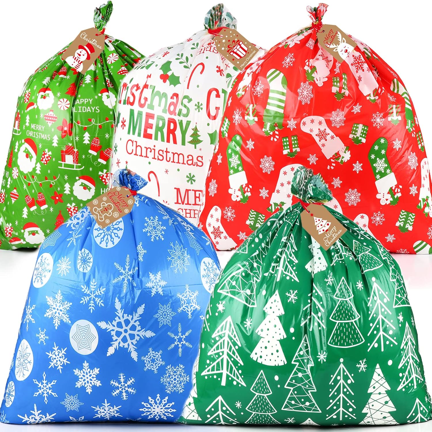 10PCS Jumbo Christmas Gift Bags, Giant Santa Claus Christmas Sacks