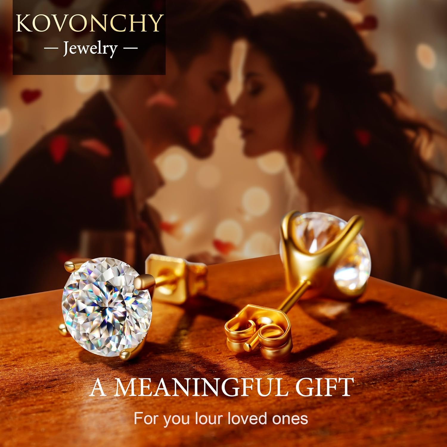 Moissanite Earrings - 0.3-1.5CT Round Cut Flat Back Studs Hypoallergenic 925 Sterling Silver Earrings 18K Gold Plated Gift for Women Men - Image 6