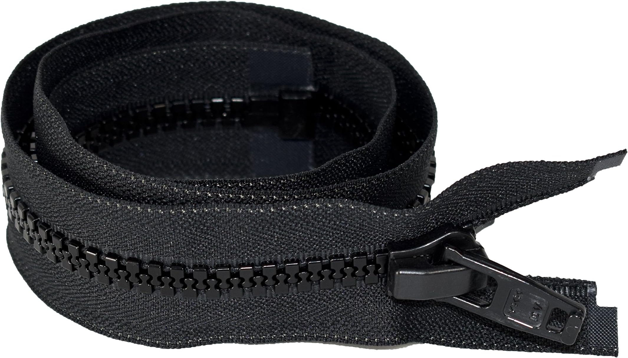 30" Vislon Zipper - YKK #10 Molded Extra-Heavy Separating - Plastic Pull - 580 Black (1 Zipper/Pack)