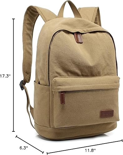 Miniatura 10 de kayond Bolso ligero del ordenador portátil de la lona del estilo casualmochilas lindasmochila de la escuela, Caqui, Mochilas de viaje