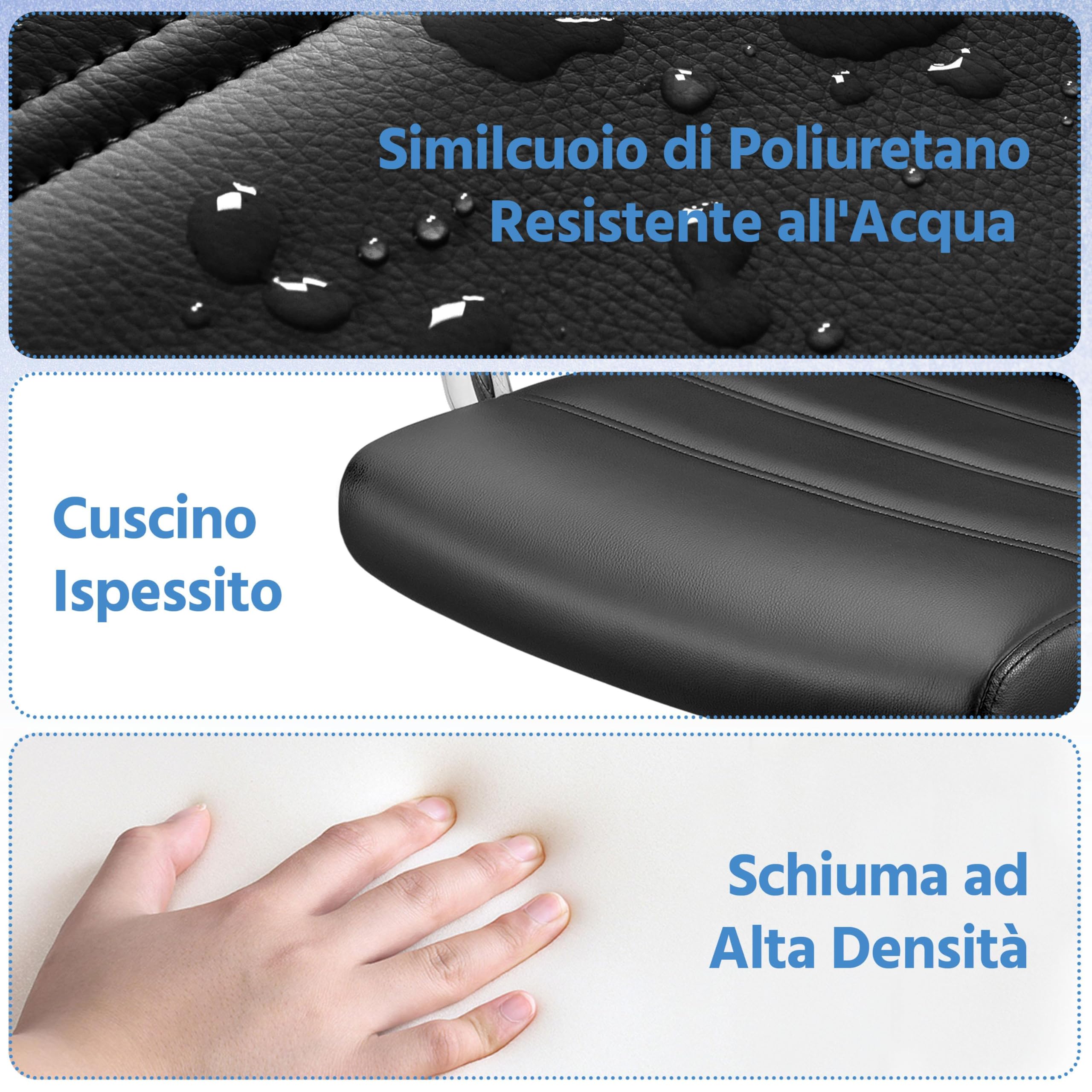 Yaheetech Sedia/Poltroncina Ufficio Scrivania Ergonomica Ecopelle Altezza Regolabile Girevole a Rotelle Reclinabile per Computer Imbottita con Braccioli Portata 130 kg Nera