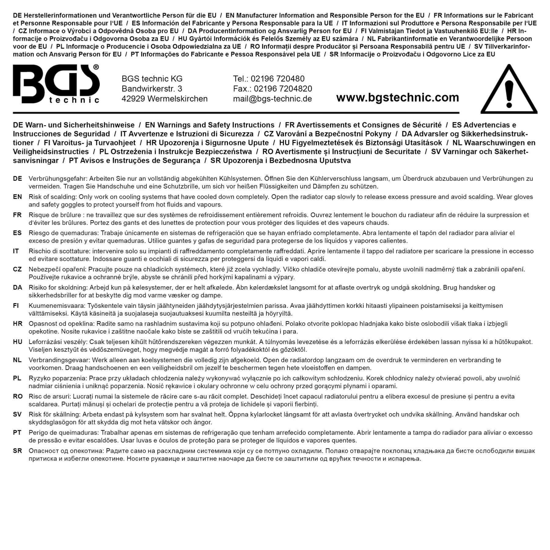 OC-PRO Dispositivo de limpieza y relleno de circuito de refrigeración, 6 unidades