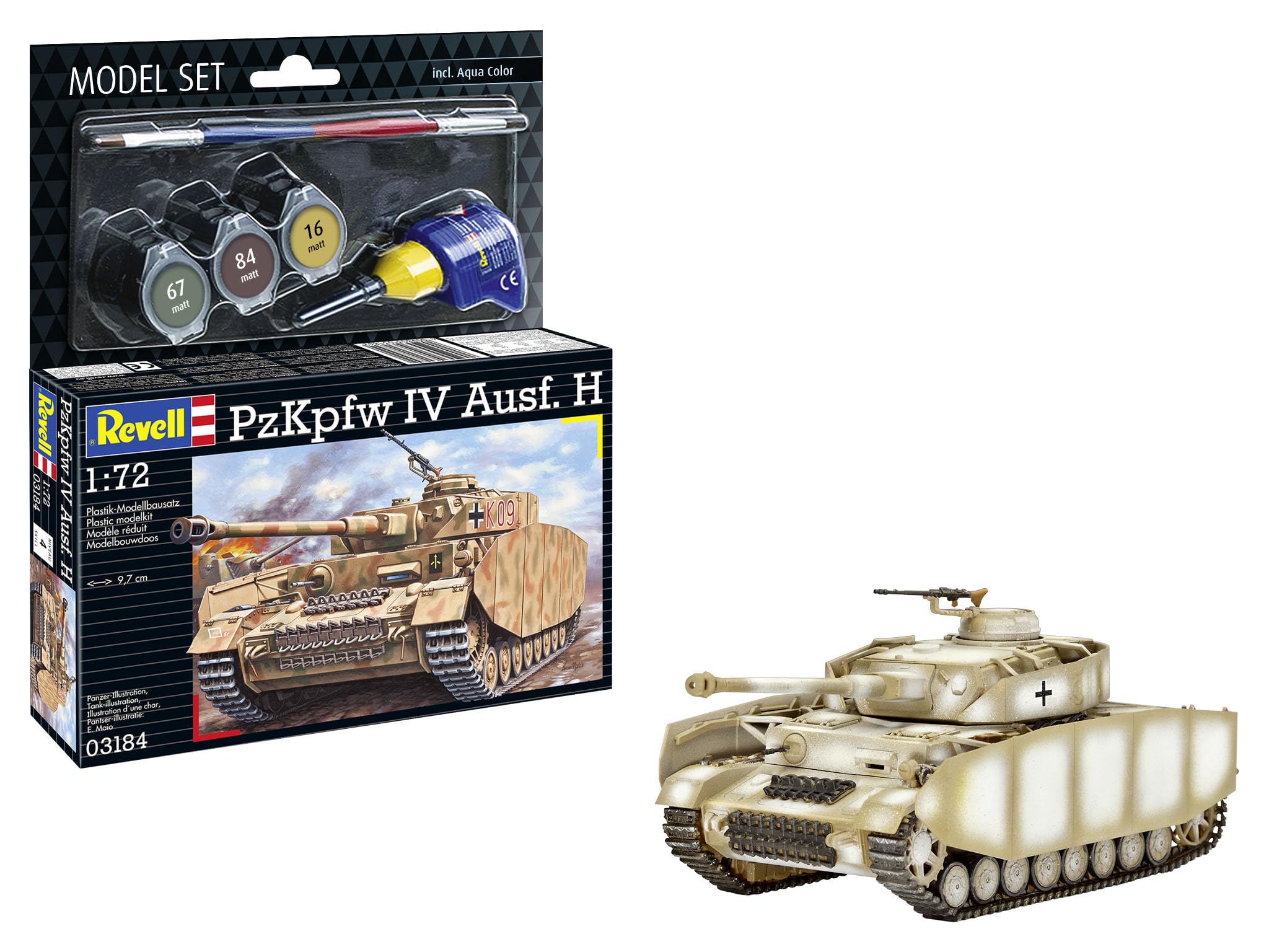 Revell Model Set 63184 PzKpfw. IV Ausf. H 1:72 Scale Unbuilt/Unpainted Plastic Model Kit with Accessories